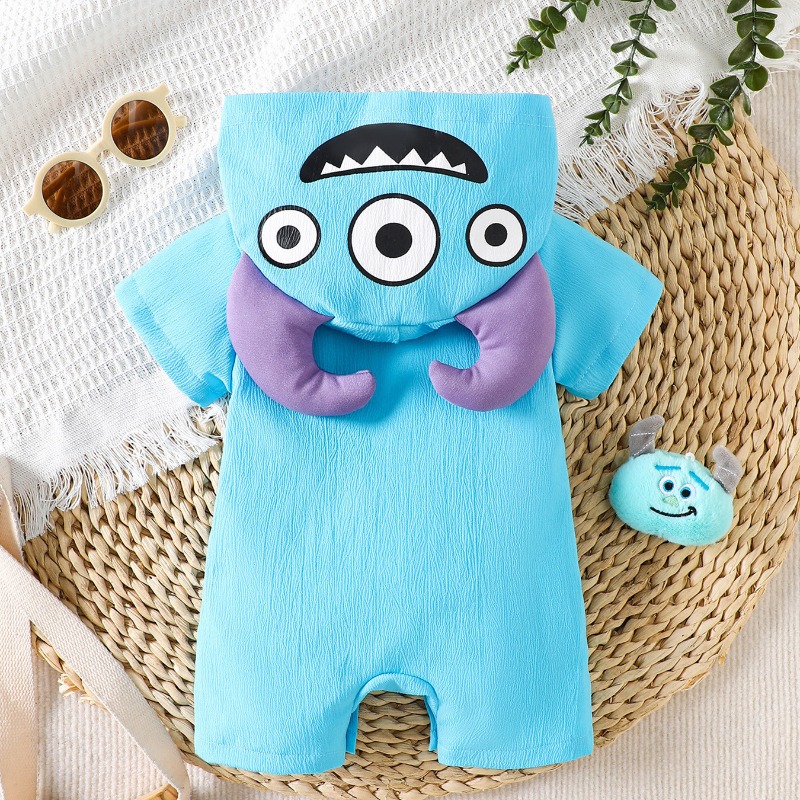 Newborn Baby Blue Monster Romp - Cotton Baby Onesies Zipper recension och pris