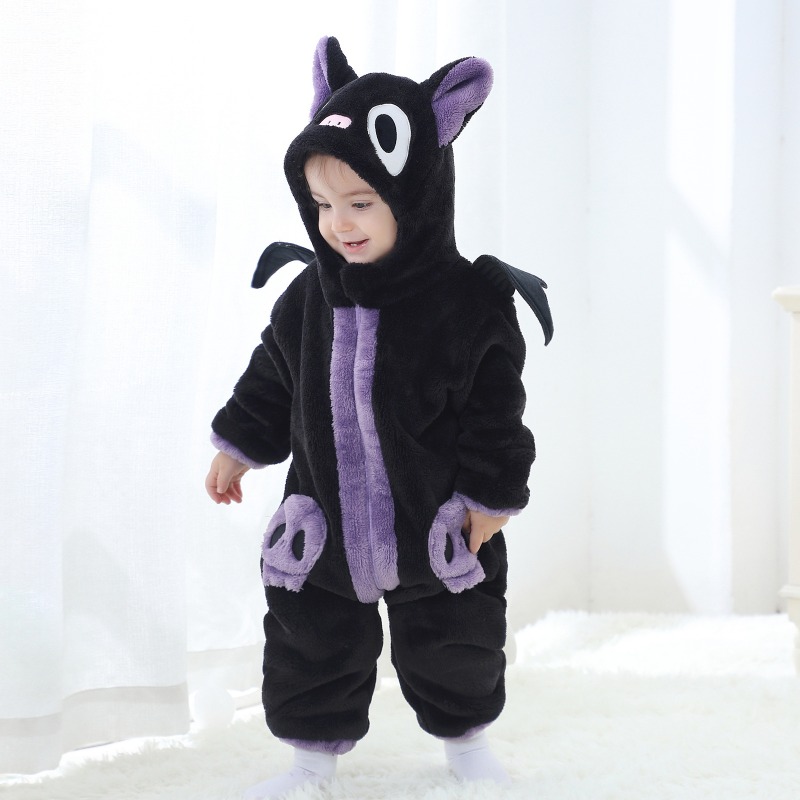 Newborn Baby Black Purple Cat  - Cotton Baby Onesies Zipper recension och pris