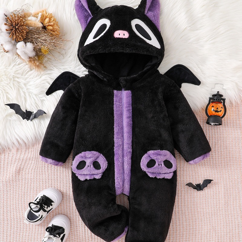 Newborn Baby Black Purple Cat  - Cotton Baby Onesies Zipper recension och pris