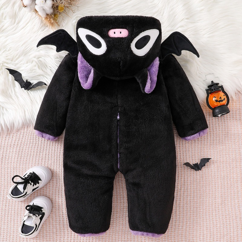 Newborn Baby Black Purple Cat  - Cotton Baby Onesies Zipper recension och pris