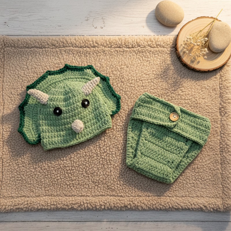 2pcs Crochet Dinosaur Newborn  - Infant Photography Props Outfit recension och pris