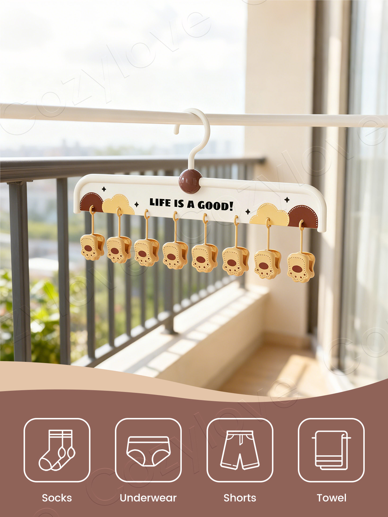 Cute 8 Clip Sock Hanger with 3 - Baby Clothes recension och pris