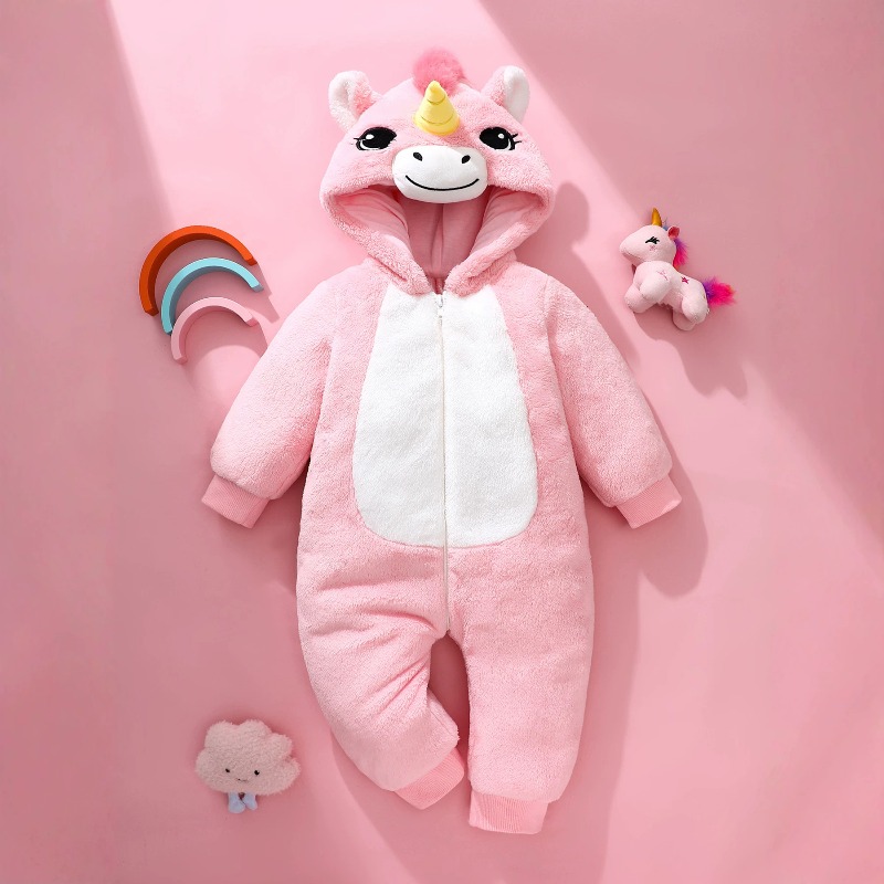 Newborn Baby Pink Unicorn Romp - Cotton Baby Onesies Zipper recension och pris