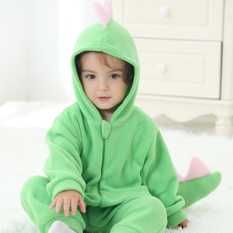 Newborn Baby Green Dinosaur Ro - Cotton Baby Onesies Zipper recension och pris