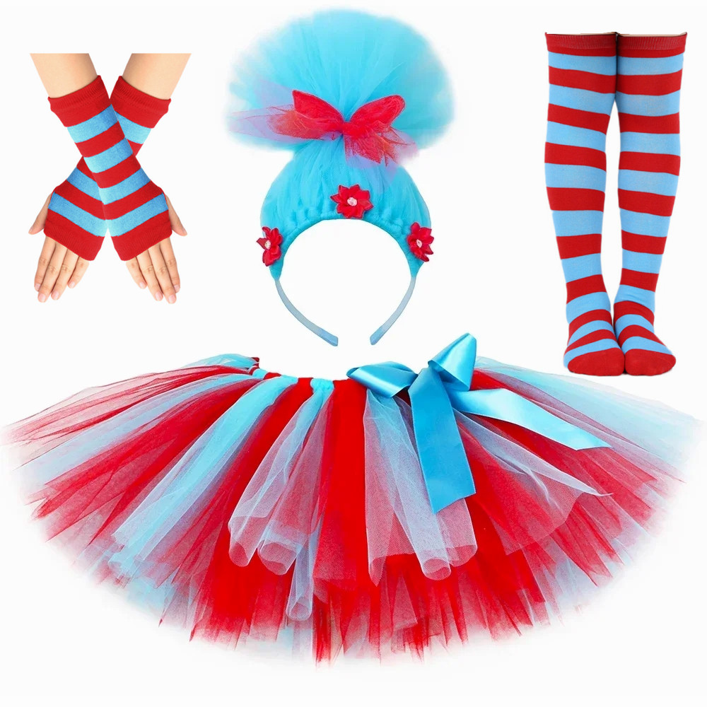 Red Blue Striped Thing Costume - Toddler Girl Tulle Party Dress recension och pris