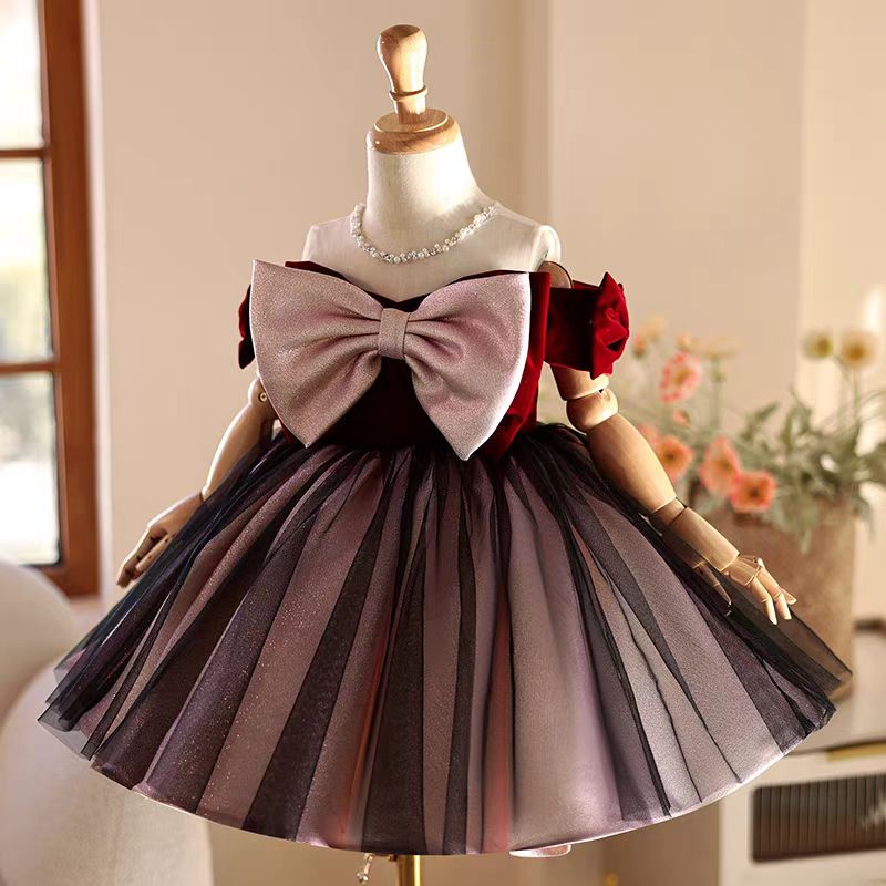 Jill Wish J464 Elegant Burgund - Toddler Girl Tulle Party Dress recension och pris