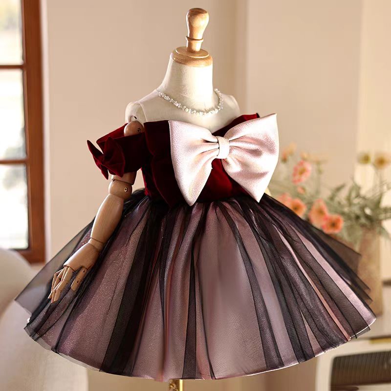 Jill Wish J464 Elegant Burgund - Toddler Girl Tulle Party Dress recension och pris