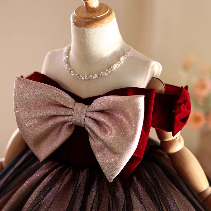 Jill Wish J464 Elegant Burgund - Toddler Girl Tulle Party Dress recension och pris