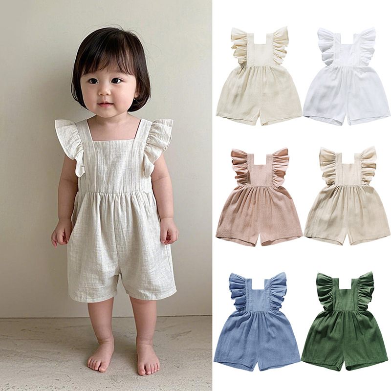 Summer Baby Clothes Unisex Gir - Baby Summer Linen Sleeveless Jumpsuit recension och pris