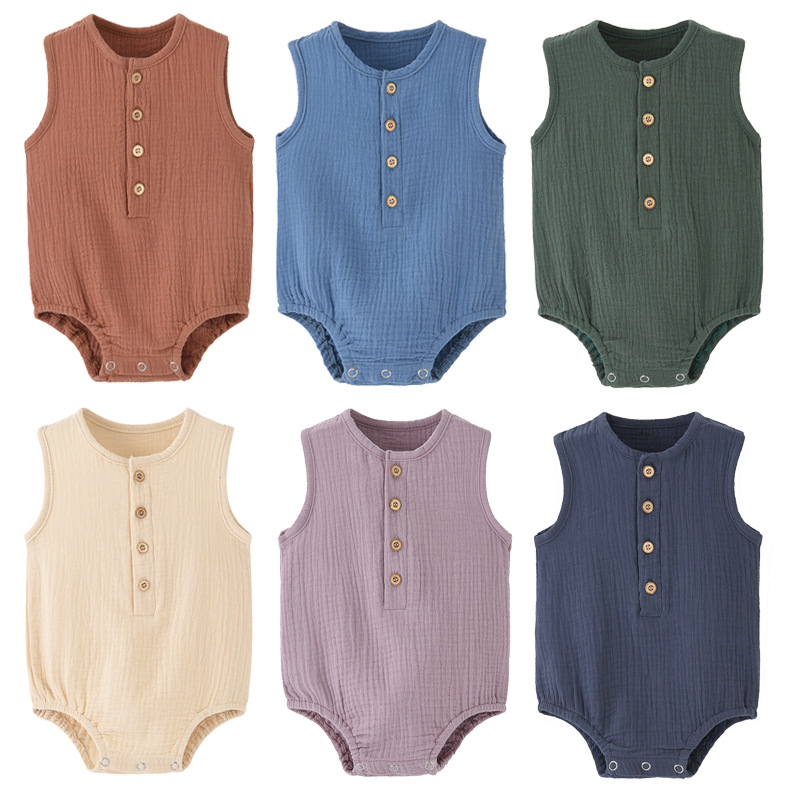 Summer Solid Newborn Baby 100% - Baby Summer Linen Sleeveless Jumpsuit recension och pris