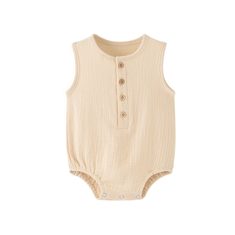 Summer Solid Newborn Baby 100% - Baby Summer Linen Sleeveless Jumpsuit recension och pris